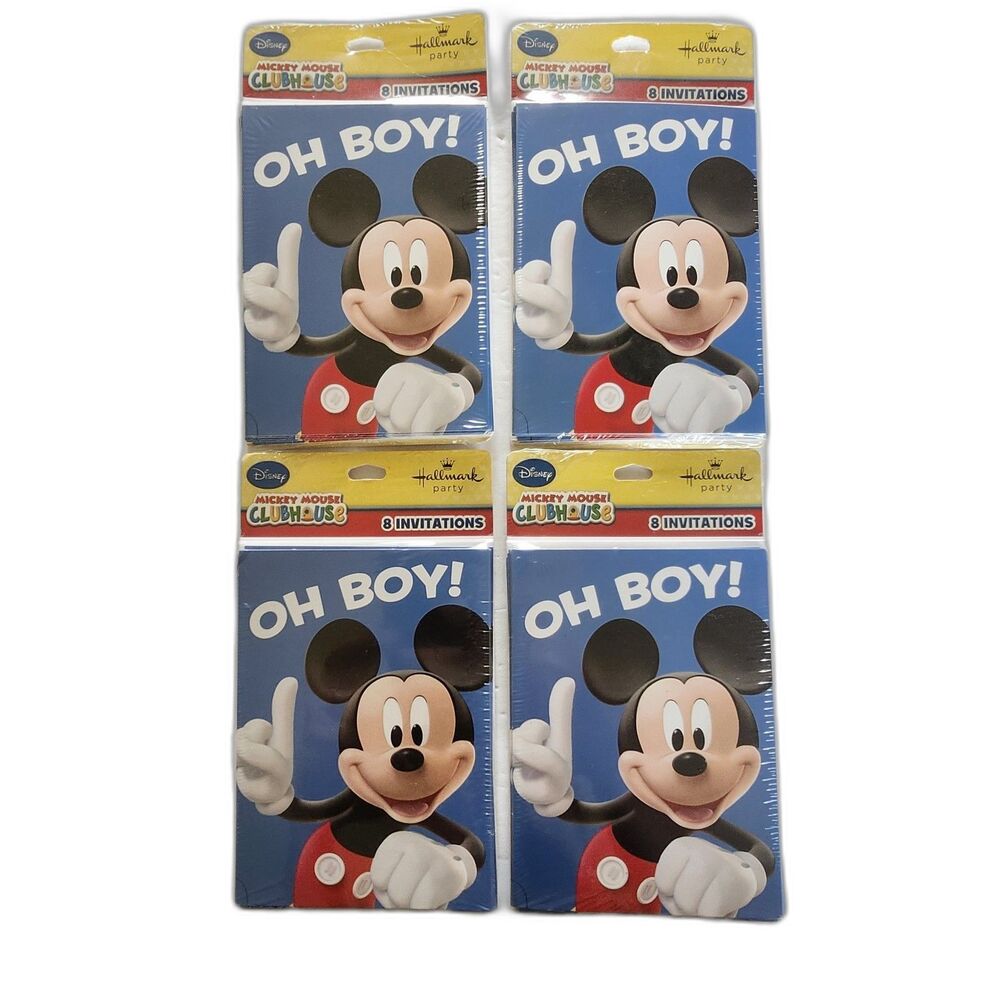 4 Packs/ 32 Total Mickey Mouse Birthday Party Invitations Hallmark Disney *NIP!*